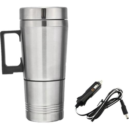 24V stainless steel coffee warmer cup, heated travel mug, Camping heated cup for vehicle
