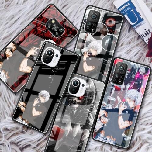 Tempered Glass Case For Xiaomi Mi Poco X3 NFC 10T Pro Note 10 Lite 9T 11 CC9 F3 Luxury Phone Cover Shell Tokyo Ghoul Anime Funda