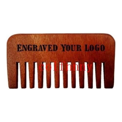 500pcs/lotEngraved Your Logo Wide Teeth Wooden Combs Straight Pocket Wooden Beard Combs Custom Natural Red Amoora Wooden Comb