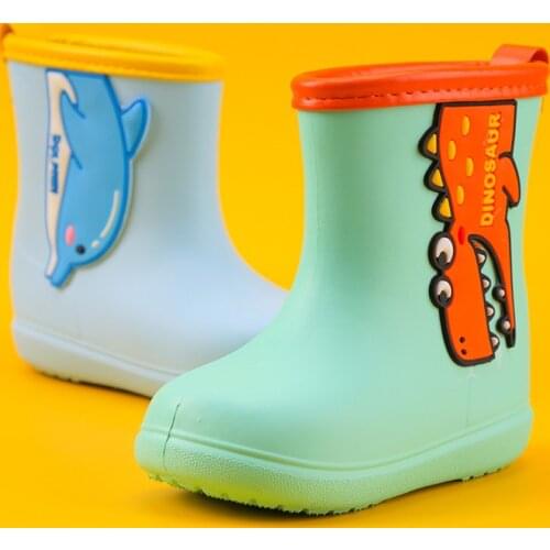 Children Rain Boots Non-slip High Tube Mid-calf Crew Cartoon Velvet Rain Shoes Baby Fashion Hickening And Wear-resistant Boots