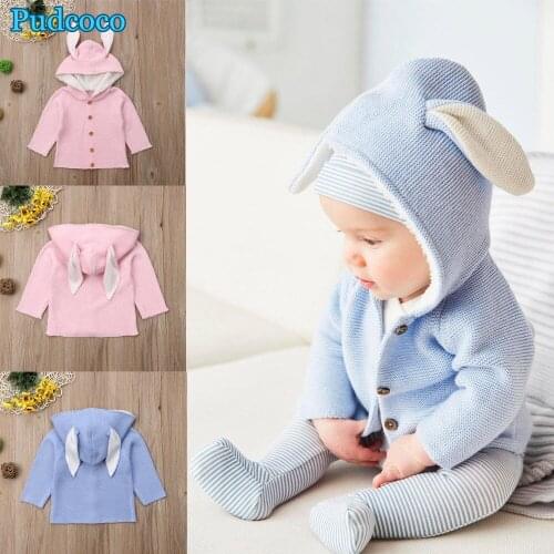 New Baby Warm Knitted Hooded Coat Button Outerwear Boy Girl Snowsuit Toddler Jacket