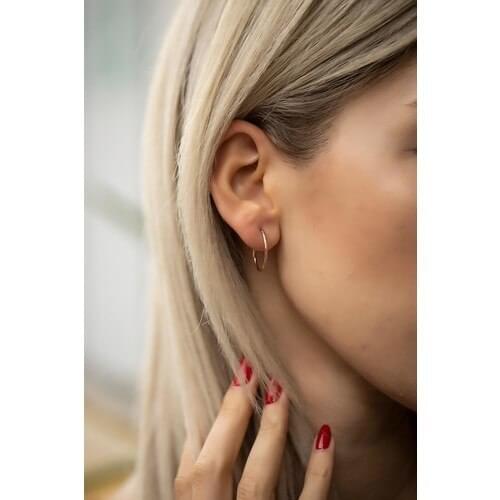 İzla Design 5501 Ring Model Rose Plated Silver Minimal Earrings