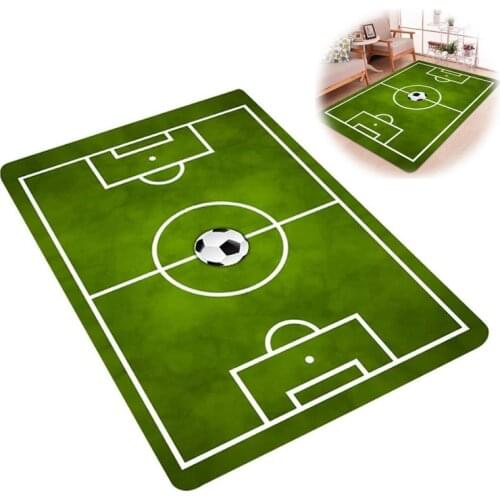 Flannel Soccer Rug Football Carpets Field Ground Floor Mat Washable Anti-Skid Carpets Home Living Room Kids Bedroom Decoration