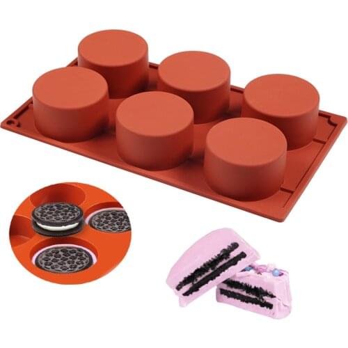 New 6 Cavity Cylinder Silicone Cake Mold Cookies 3D DIY Handmade Kitchen Reuse Baking Tools Decorating Mousse Making Mould