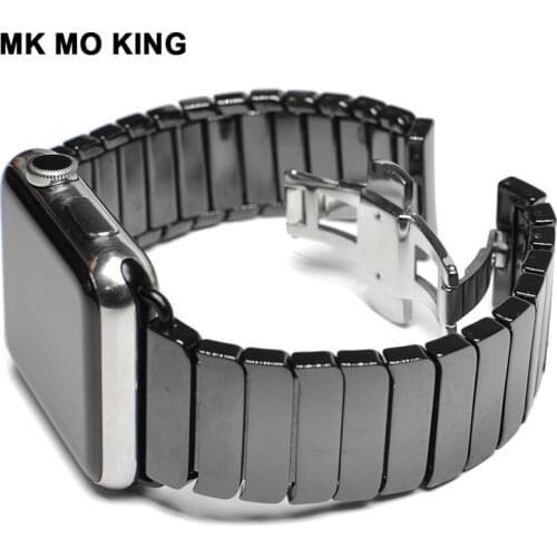 Ceramic Stainless Steel Chain Strap for Cartier Apple Iphone Role Mens X Womens Watch Band Iwatch 4 38 42 44mm Smart Bracelet