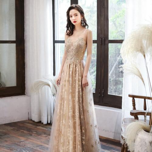 Small Dress Female 2020 Summer New Temperament Host Atmosphere Birthday Party Evening Dress Skirt slim