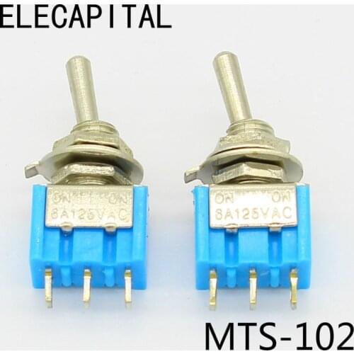 5pcs Mini MTS-102 3-Pin SPDT ON-ON 6A 125VAC Miniature Toggle Switches