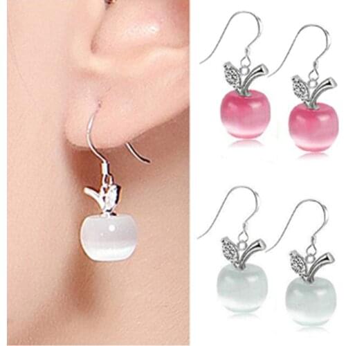 Fashion Boutique Cat Eye Apple Earrings for Women Accessories Crystal Jewelry Hot Lovely pendientes mujer moda 2020 Gift