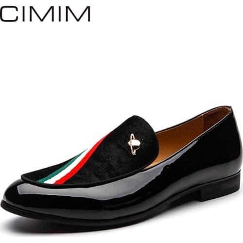 CIMIM Brand 2018 Formal Shoes Men Leather Velvet Slippers Loafers Embroidery Moccasins Big Size Mens Dress Shoes Office Flats