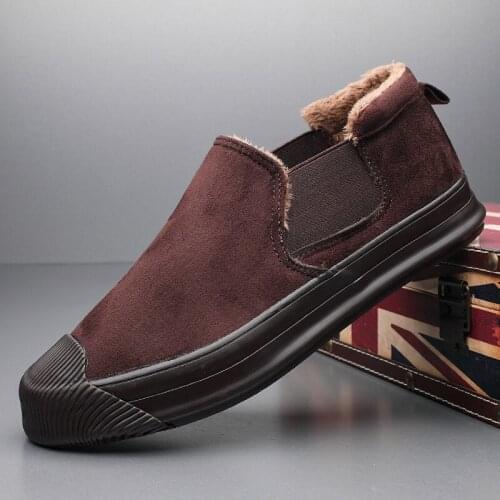 Mens Sneakers Warm Boots With Flur Men Loafers Shoes Fashion Slip on Men Driving Shoes Soft Sapato Masculino Mocassin Homme