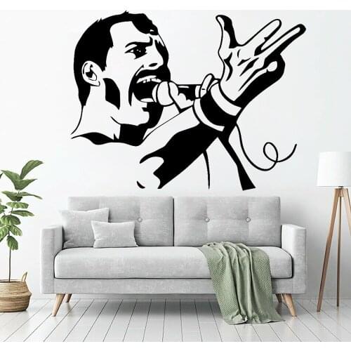 Band singer Wall Stickers Vinyl Classic Freddie Mercury Queen Music band Wall Sticker For Bar Decoration Home Decor Mural Z534