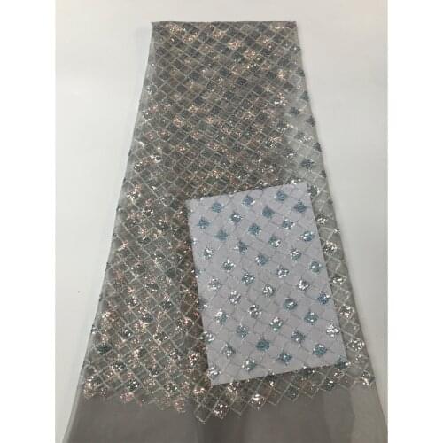 Latest Nigeria Mesh Fabric with Sequins Lace Fabric 2019 Newest French Tulle Lace Fabric For dress