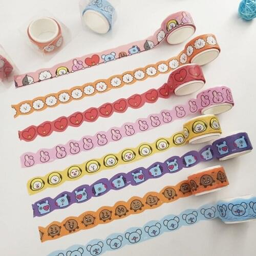 New Kpop Bangtan Boys Cartoon Baby Tape Paper DIY Diary Masking Scrapbook Sticker Top Quality Fans Gift 4.3*5.8*2.6cm 4M PVC Box