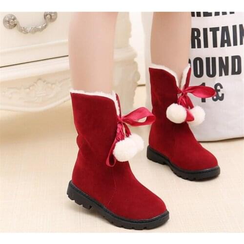 2019 autumn winter girls boots childrens princess boots hair ball thick snow boots childrens princess shoes 15.8-23CM