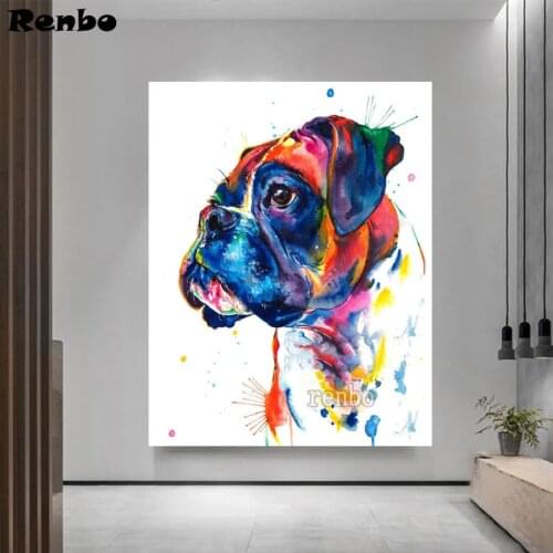 Full Square Round Drill diamond Painting Boxer Dog Color Art pet 5D DIY Diamond Embroidery Mosaic Handmade Gift Decoration 2021