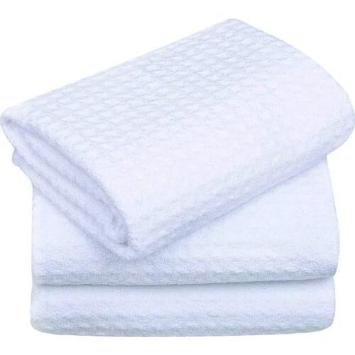 SINLAND Microfiber Waffle Weave Hand Dishcloths Kitchen Cleaning Towels Microfibre Dish Rags Fast Drying 40cmx60cm 3 Pack White