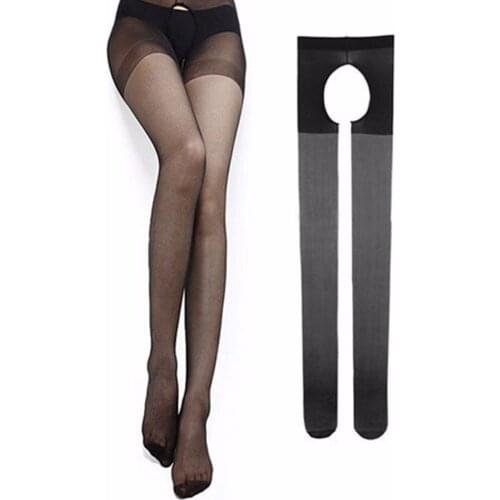Sexy Women Open Crotch Tights Elastic Pantyhose Crotchless Collant Femme Ouvert Soft silk stockings