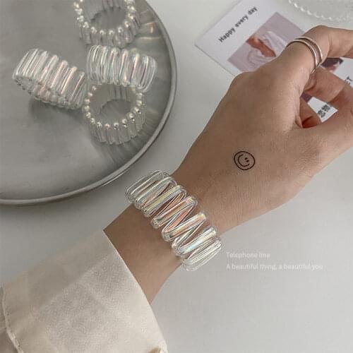 New Wide Telephone Wire Spiral Hair Ties Rings Fashion Transparent Elastic Hair Bands for Women Girls Hair Ropes Accessories