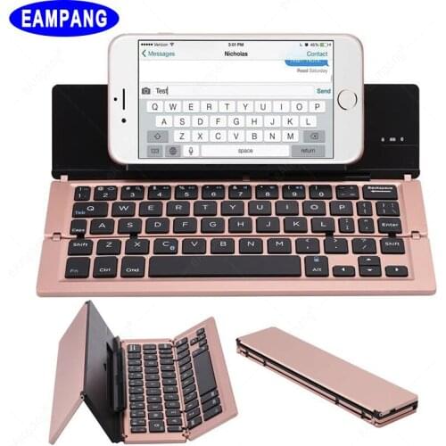 Fold Portable Bluetooth Keyboard forTablet PC iPad IOS Android Windows Universal Slim Foldable Keyboard with Stand Holder