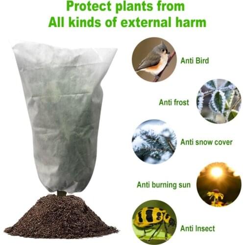 Warm Cover Tree Shrub Plant Protecting Bag Frost Protection Yard Garden Winter Drawstring Plant Fruit Vegetable Mesh Net Garden