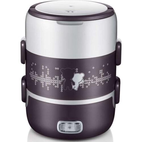 Three layers 2 L capacity stainless steel vacuum preservation cooking electric lunch box
