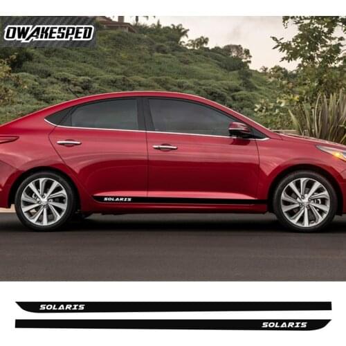 Carbon Fiber Racing Sport Stripes Car Door Side Skirt Sticker Auto Body Vinyl Decals For-Hyundai Solaris 2017-2020 Accessories