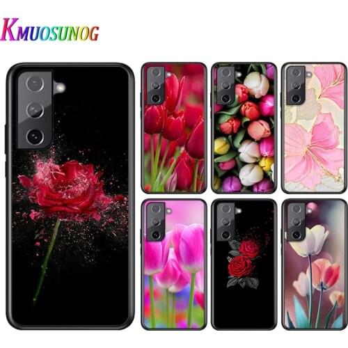 Rose flower tulip lily For Samsung Galaxy S21 S10 S10E S19 S8 S7 S6 Note 20 10 9 8 Plus Pro Edge Ultra Soft Phone Case