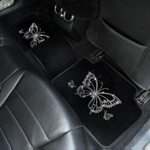 Butterfly Diamond Car Mat Carpet Universal Car Floor Foot Mats Women Anti-Slip Car Interior Styling Auto Foot Pads