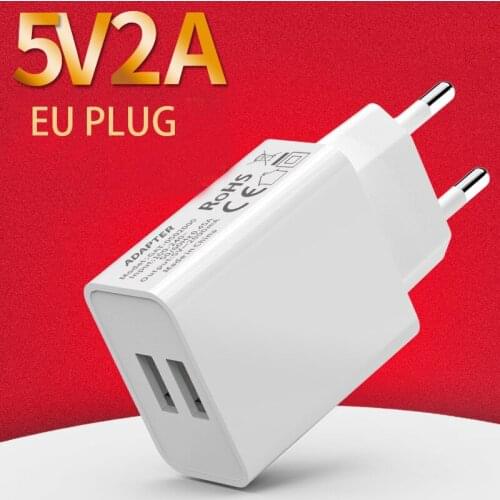 USB Charger 2A Charging Travel EU Plug Adapter Portable Wall Charger Mobile Phone Cable Dual USB EU Plug Charger