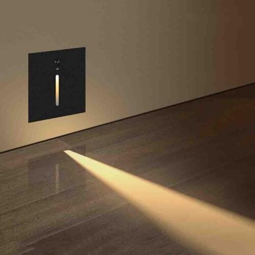 3W Outdoor Recessed Led Step Stair Light With Light Sensor and Motion Sensor Waterproof Corner Wall Light Pathway Stairway Light