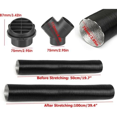 75mm Y Shape Diesel Heater Air Pipe Duct Heating Hose Clip Outlet For Webasto Repair Tool parts Replacement