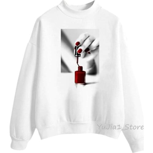 Vintage Nail Polish print sweatshirt women 90s aesthetic clothes hoodie femme harajuku white vogue tracksuit female streetwear