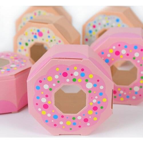 10pcs Donuts Candy Cookies Chocolate Box Paper Hexagon Gift Boxes Wedding Theme Birthday Party Kids Favor Package Supplies