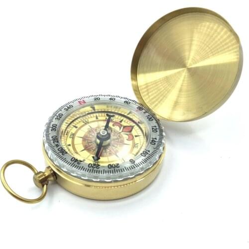 100 High Quality Compass Outdoor tool Camping Hiking Portable Pocket Brass Gold Color Copper Double Display Compass Navigation