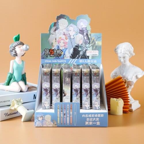 36 Pcs/box Anime Game Identity V Pen Toy Cartoon Gel Pen Blind Mystery Box Study Stationery Toys Gift 0.5mm