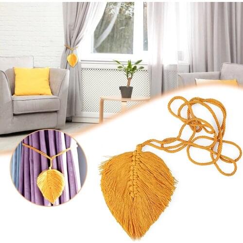 4PCS Curtain Tiebacks Handmade Leaf Macrame Curtain Tiebacks Shaped Braided Curtain INS Nordic Style Curtain Decoration Strap