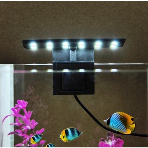 6W 12 LED Aquarium Light Clamp Clip Fish Tank Lamp White Light Portable EU Plug AC220V Light Fish Jar Lamp Aquarium Accessories