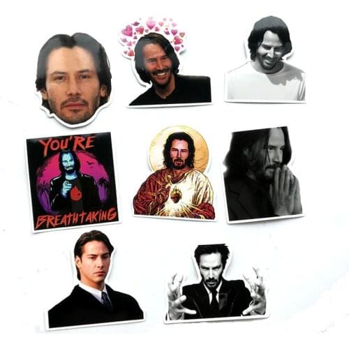 8 PCS Keanu Reeves Sticker PVC Car Sticker For skateboard suitcase refrigerator motorcycle stickers
