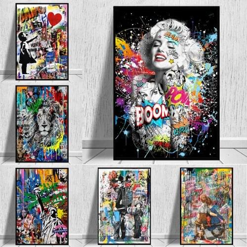 Abstract Banksy Graffiti Street Art Canvas Painting On Home Decor Posters And Prints Colourful Wall Art Pictures For Living Room
