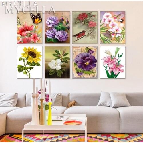 MYCELLA Full 5D DIY Diamond Painting Flower Lily Rose Narcissus Tulip Embroidery Cross Stitch Rhinestone Mosaic Home Decor Gift