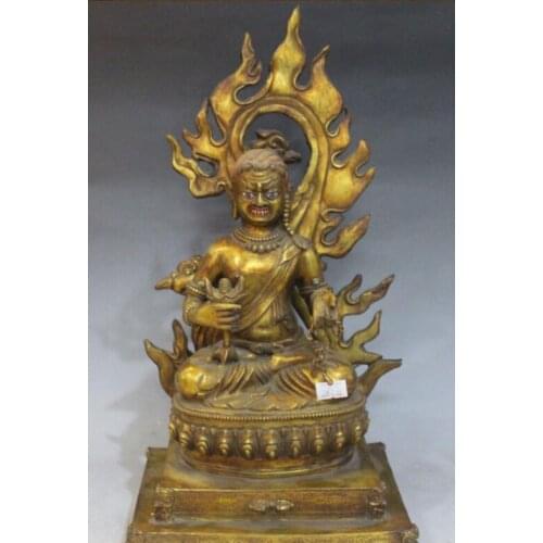 Bi001644 16" Tibet Buddhism Temple 100% Bronze 24K Gold Painting Acalanatha Buddha Statu