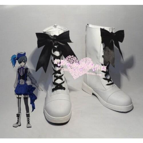 Black Butler Ciel Phantomhive White Short Cosplay Shoes Boots H016