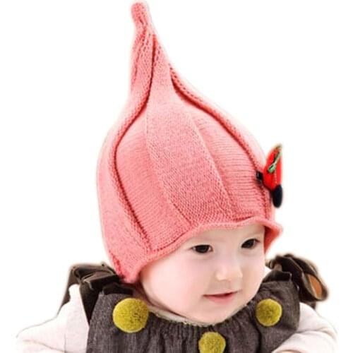 Baby Elf Hat for Boy Girl Kids 5 to 36 Months Baby Beanie Infant Child Knit Warm Cap Wizard Woolen Hats Winter Fashion