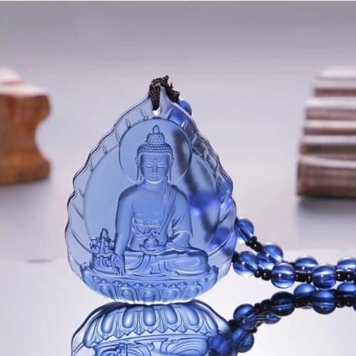 Buddha card Pocket travel efficacious Mascot Safe good luck Sakyamuni Pharmacist Medicine Buddha Crystal Pendant Buddhist Amulet