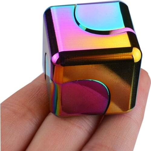 Alloy metal Square Finger Gyro Rotary Cube Decompression Toy educational toy gift