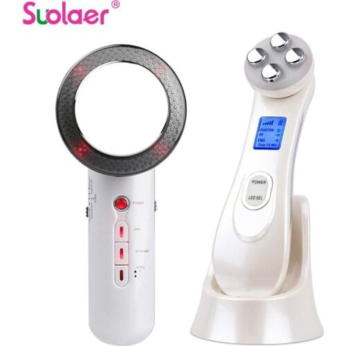 EMS Mesotherapy RF Radio Frequency Facial Beauty Device+Ultrasonic Infrared Face Body Slimming Skin Firming Massager Fat Burner