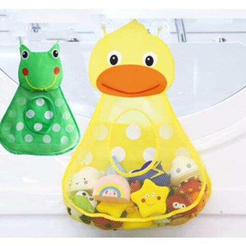 Cartoon Wall Hanging Kitchen Storage Bags Durable Kids Toy Storage Mesh With Strong Suction Cups Shampoo Organizer Container