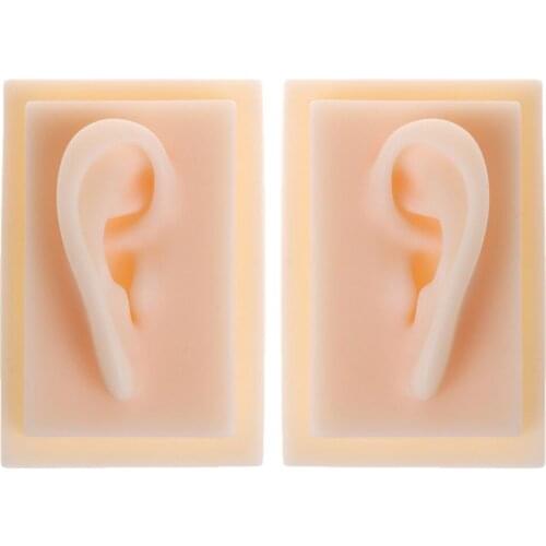 Human Soft Silicone Ear Model A Pair Life Size Acupuncture Study Practice Tool Natural Size Human Ear Model