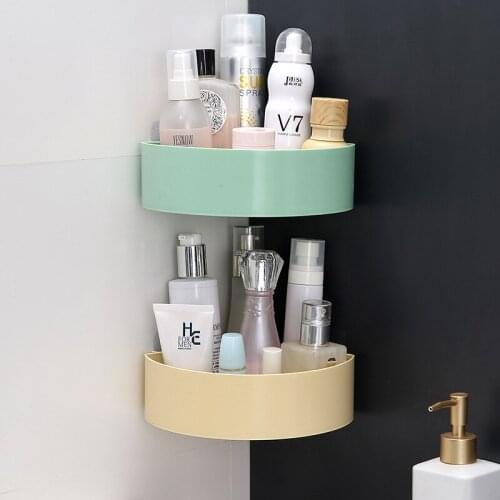 Punch-free Bathroom Storage Rack Wall-mounted Plastic Corner Shampoo Storage Holder Waterproof Self-adhesive Sundries Organizer