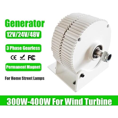 Low Speed 300W 400W 12V 24V 48V 3 Phase Gearless Permanent Magnet Generator AC Alternators Use For Wind Turbine Water Turbine